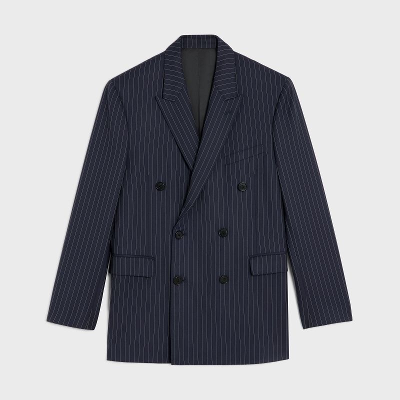 Celine boxy in striped cashmere wool Jackets MARINE/CRAIE | CL-591999