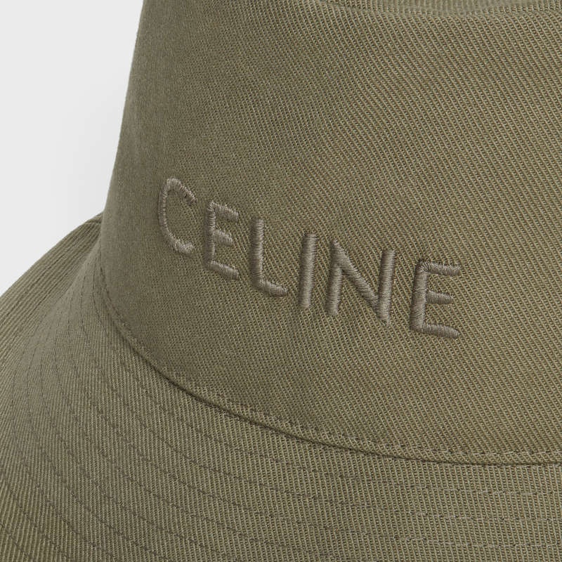 Celine bucket in thick cotton twill Hat Army Green | CL-591710