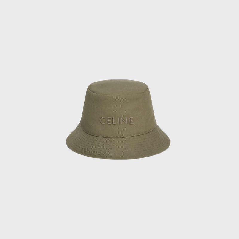 Celine bucket in thick cotton twill Hat Army Green | CL-591710