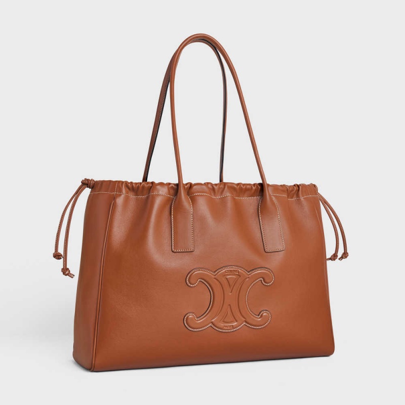 Celine cabas drawstring in Smooth Calfskin Cuir Triomphe Tan | CL-593153