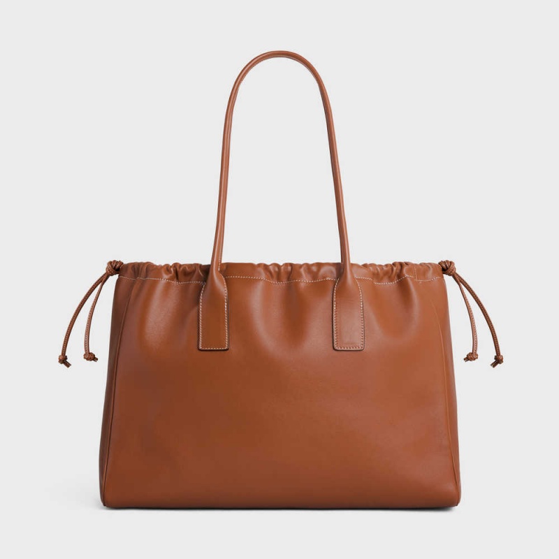 Celine cabas drawstring in Smooth Calfskin Cuir Triomphe Tan | CL-593153