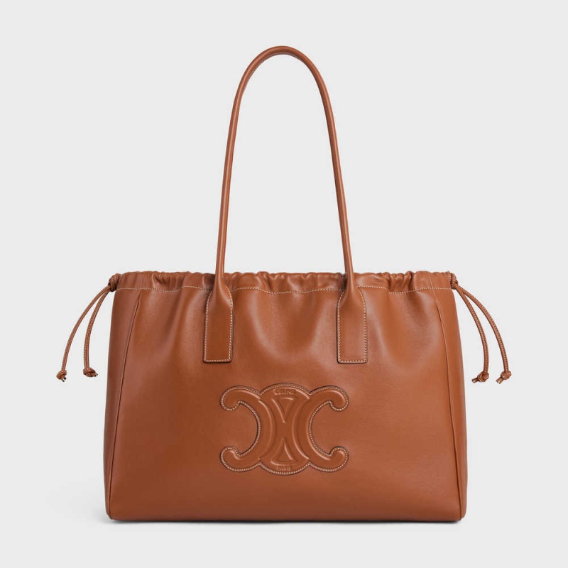 Celine cabas drawstring in Smooth Calfskin Cuir Triomphe Tan | CL-593153