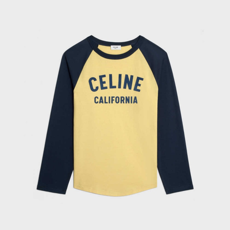 Celine california 70 s in cotton jersey T-shirts LEMON PIE / BLEU NUIT | CL-592811