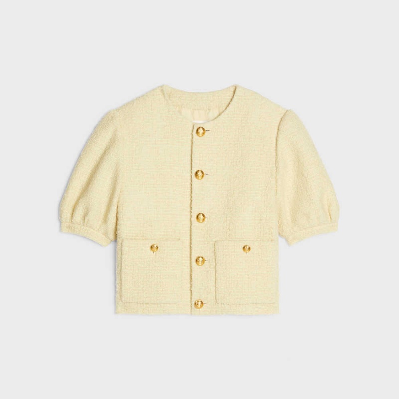 Celine cardigan IN bouclé tweed Jackets Jaune Paille | CL-592629