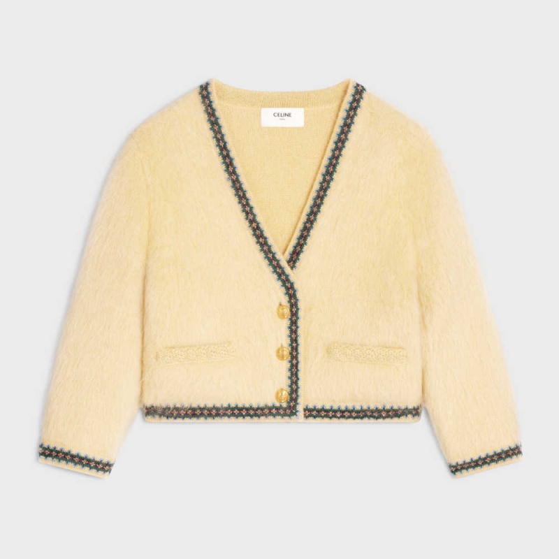 Celine cardigan in mohair Knitwear Pale Yellow | CL-592702