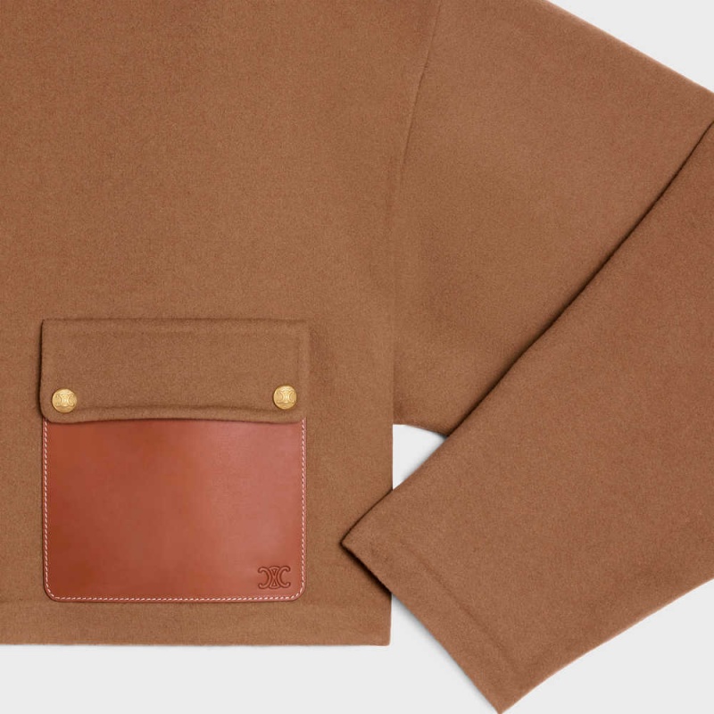 Celine cardigan with snap buttons in double face cashmere Jackets Camel | CL-592651