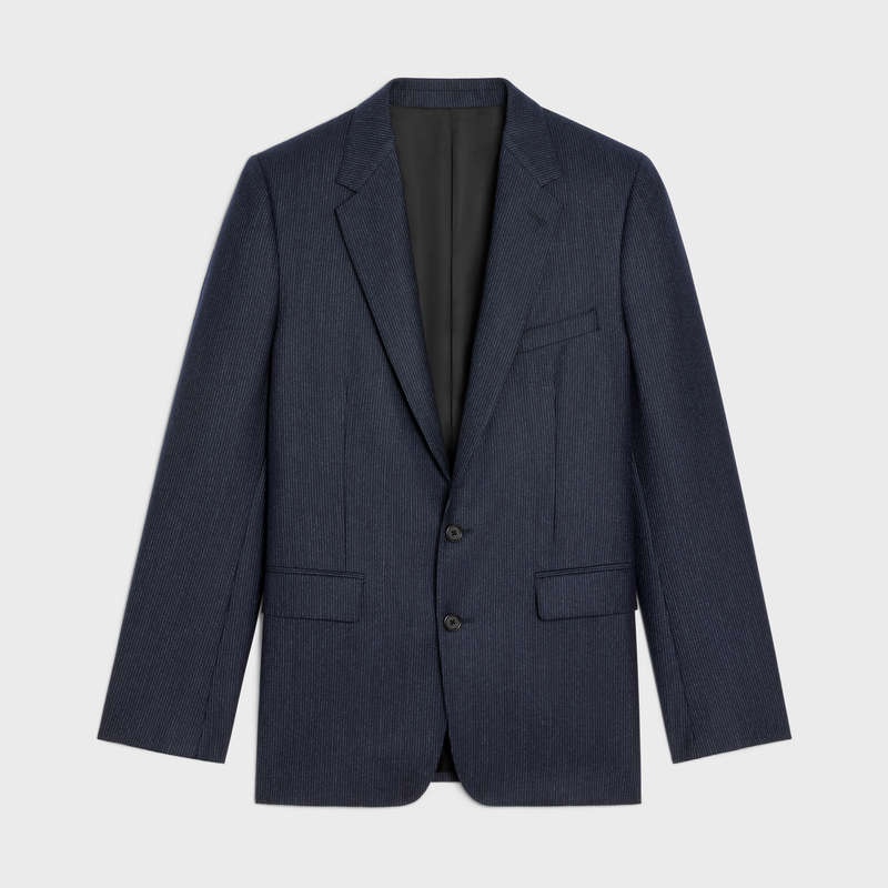 Celine classic in striped flannel Jackets NAVY/CRAIE | CL-591983