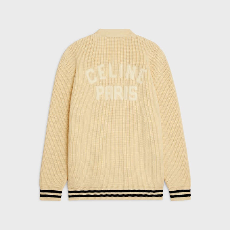 Celine college cardigan in cotton Knitwear ECRU/BLACK | CL-592086