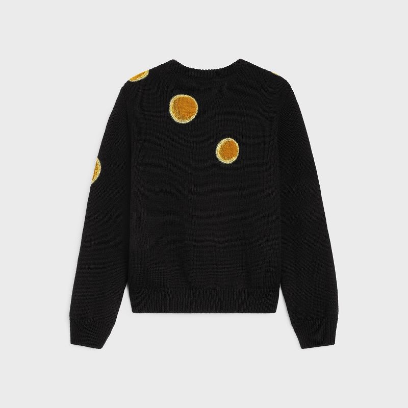 Celine crew neck in velvet wool Knitwear Black | CL-592089