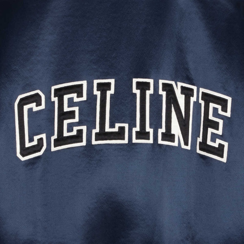 Celine cropped bomber in thick satin Jackets Navy | CL-592681