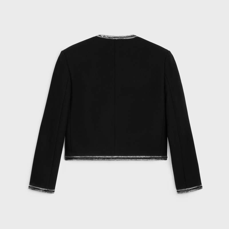 Celine embroidered cardigan in wool cloth Knitwear Black | CL-592081