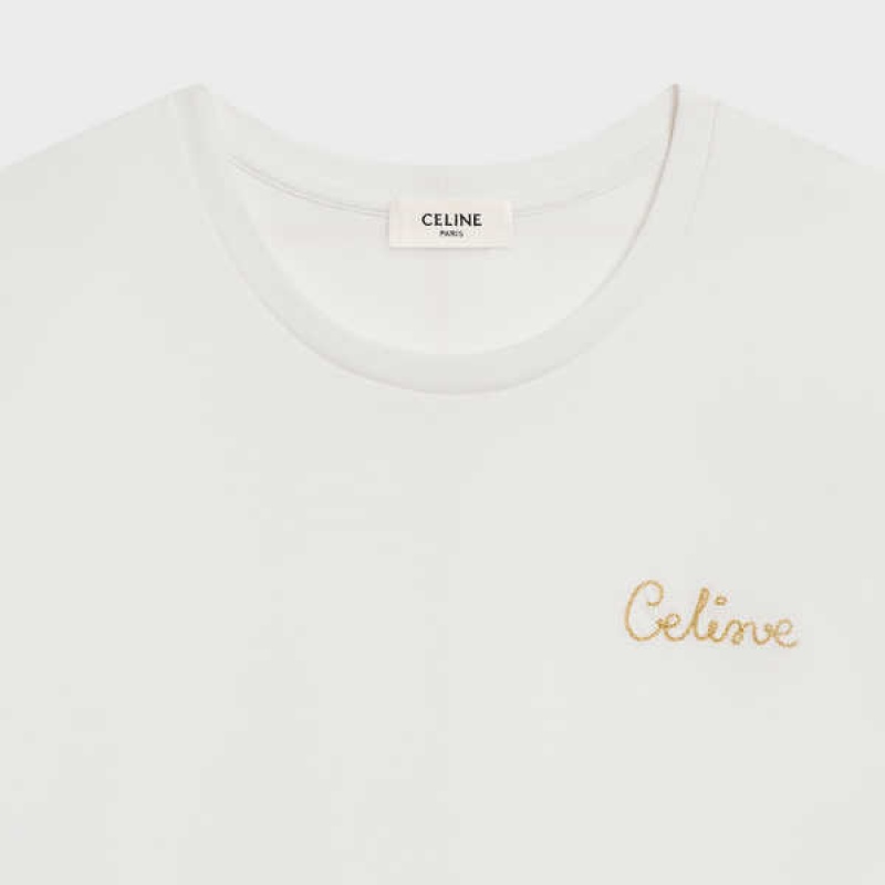 Celine embroidered in cotton Shirts Off White | CL-592838