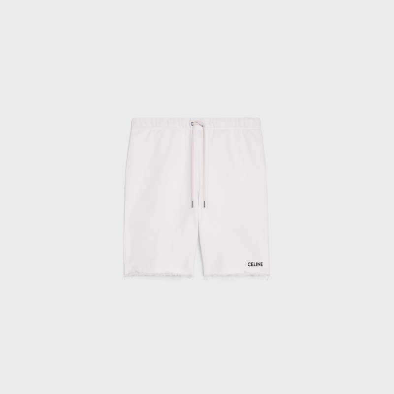 Celine embroidered in cotton fleece Shorts OFF WHITE / BLACK | CL-592076