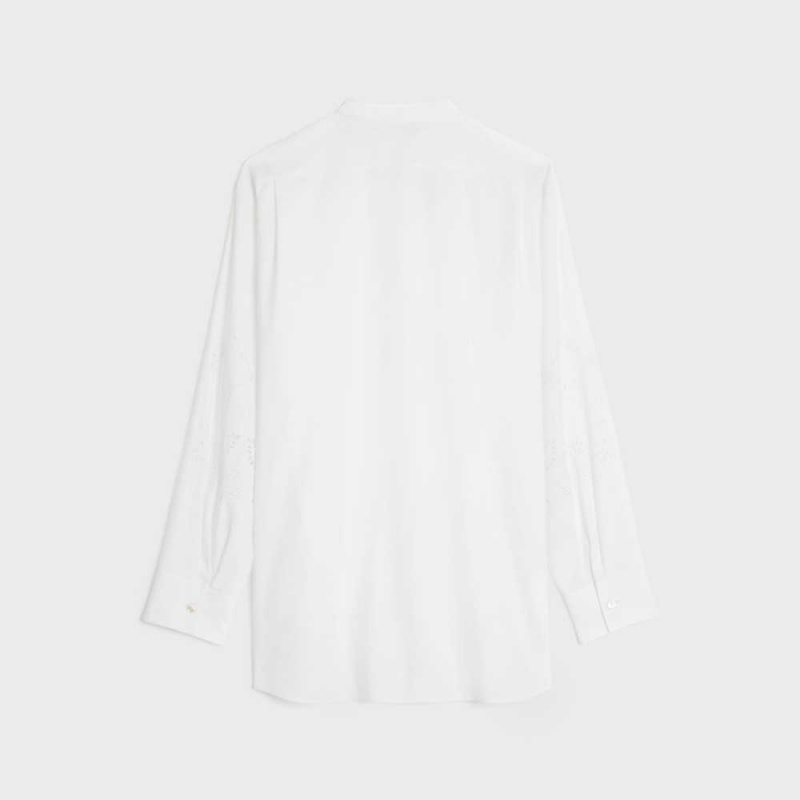 Celine embroidered tunic in COTTON LINEN Shirts Off White | CL-592832