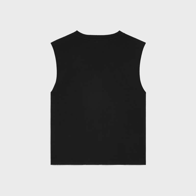 Celine everything special tank in cotton T-shirts Black / white | CL-592122