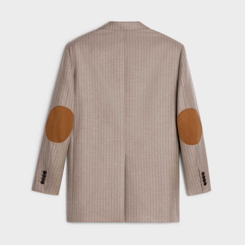 Celine garçon with elbow patches in cashmere flannel Jackets MARRON GLACE/BRUN | CL-592666