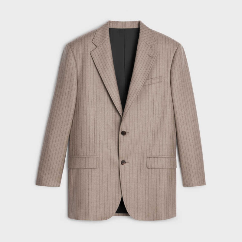 Celine garçon with elbow patches in cashmere flannel Jackets MARRON GLACE/BRUN | CL-592666