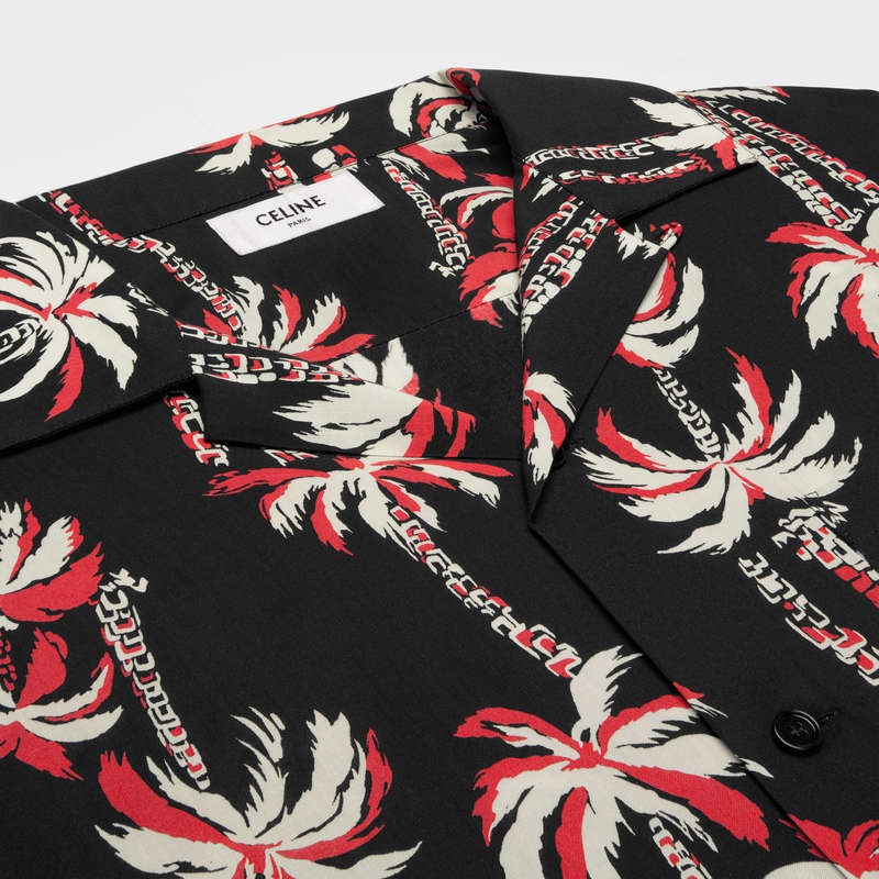 Celine hawaiian in printed viscose Shirts Noir/Ecru/Rouge | CL-592143