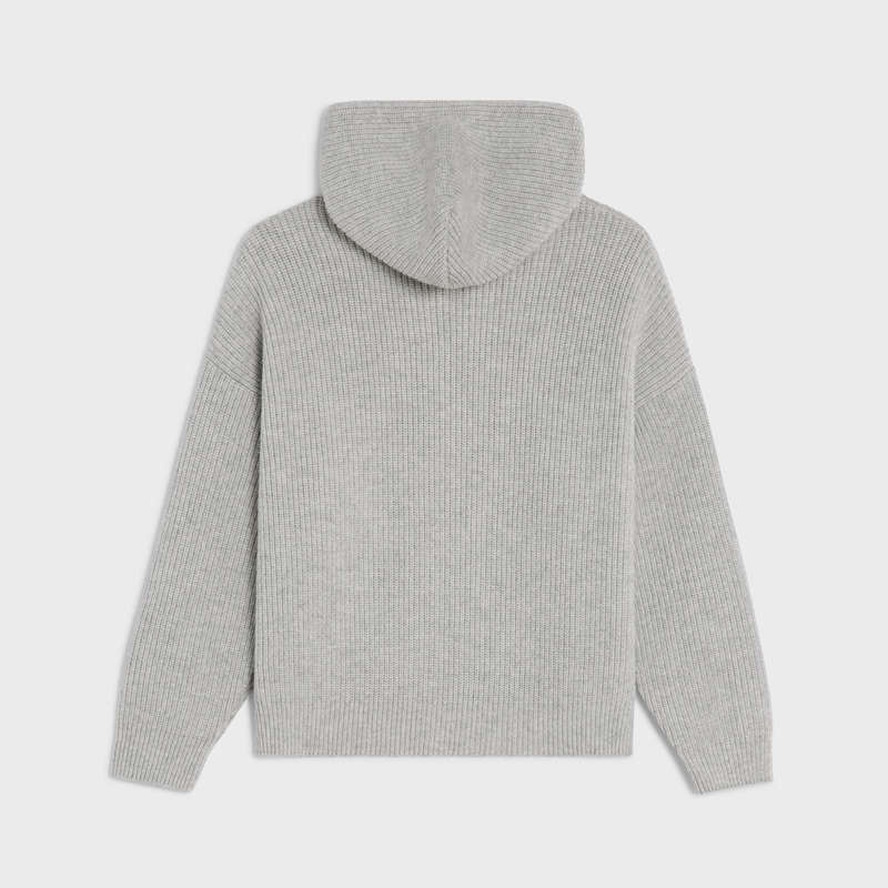 Celine hooded in ribbed wool Sweatshirts Light Grey | CL-592111