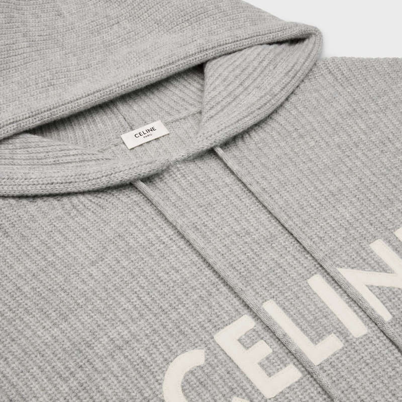 Celine hooded in ribbed wool Sweatshirts Light Grey | CL-592111