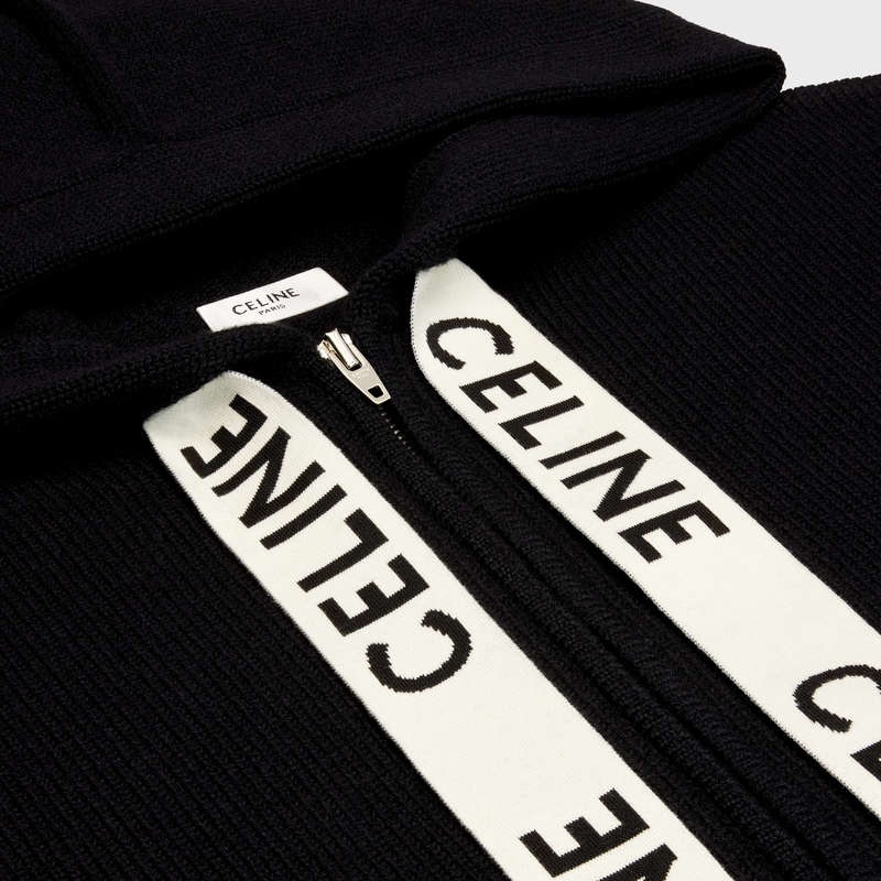 Celine hooded in wool and cashmere Sweatshirts Black | CL-592115