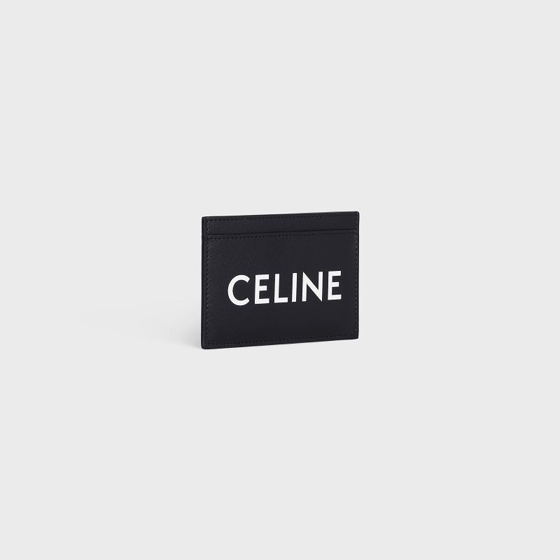 Celine in Smooth Calfskin with celine Print Card Holders Black | CL-591804