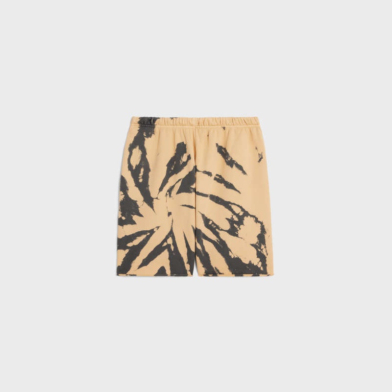 Celine in tie-dye cotton fleece Shorts Grey/ beige/ black | CL-592079