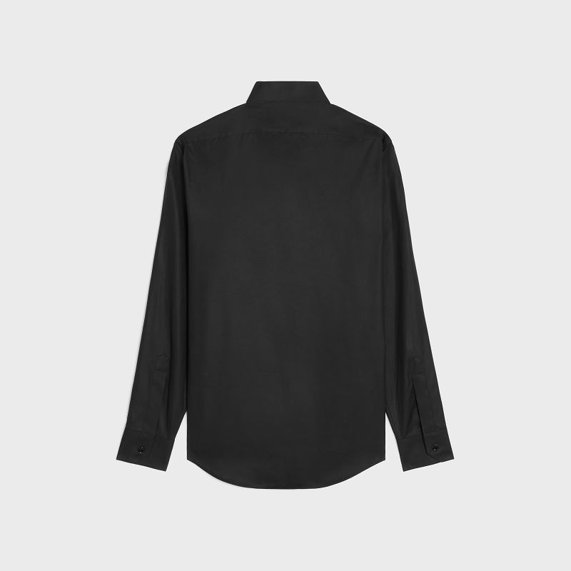 Celine loose with inverted collar in cotton poplin Shirts Black | CL-592165