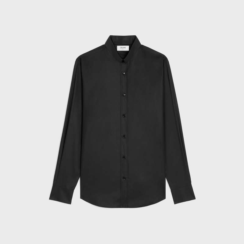 Celine loose with inverted collar in cotton poplin Shirts Black | CL-592165