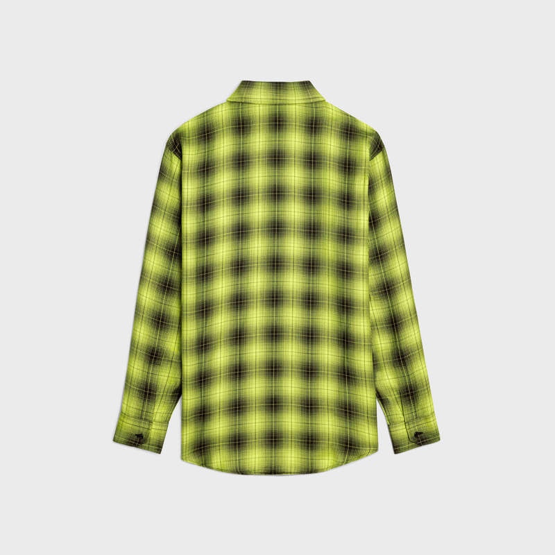 Celine oversized in checked wool Shirts Yellow | CL-592157