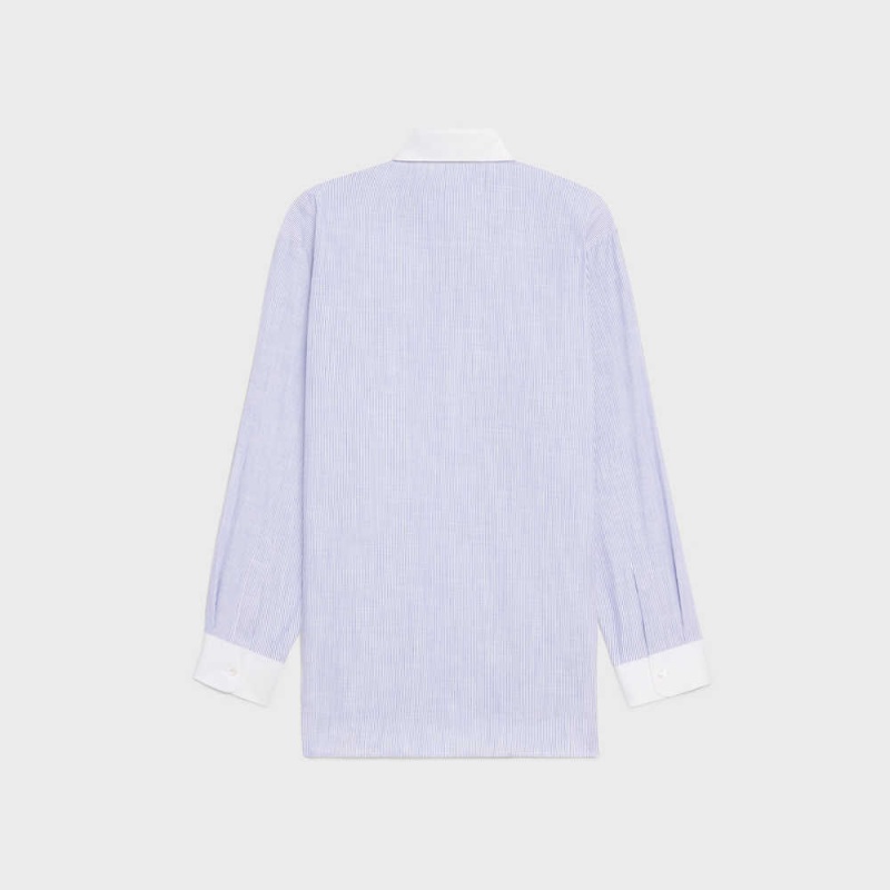 Celine oversized in striped cotton Shirts CRAIE/BLEU | CL-592825