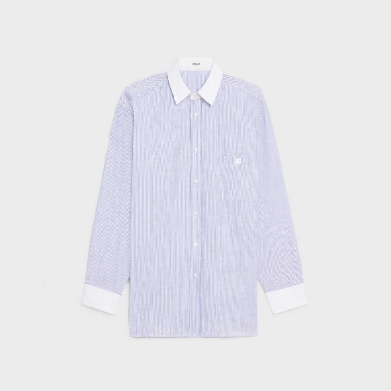 Celine oversized in striped cotton Shirts CRAIE/BLEU | CL-592825