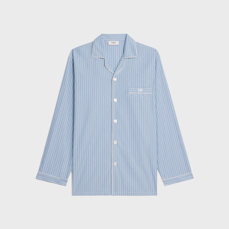 Celine pajama in striped cotton Shirts BLEU CIEL/BLANC/BLEU | CL-592164