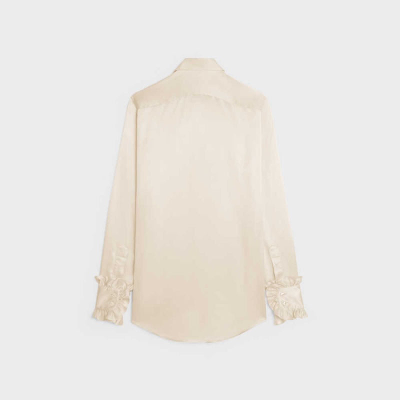 Celine romy in satin silk Shirts Off White | CL-592816