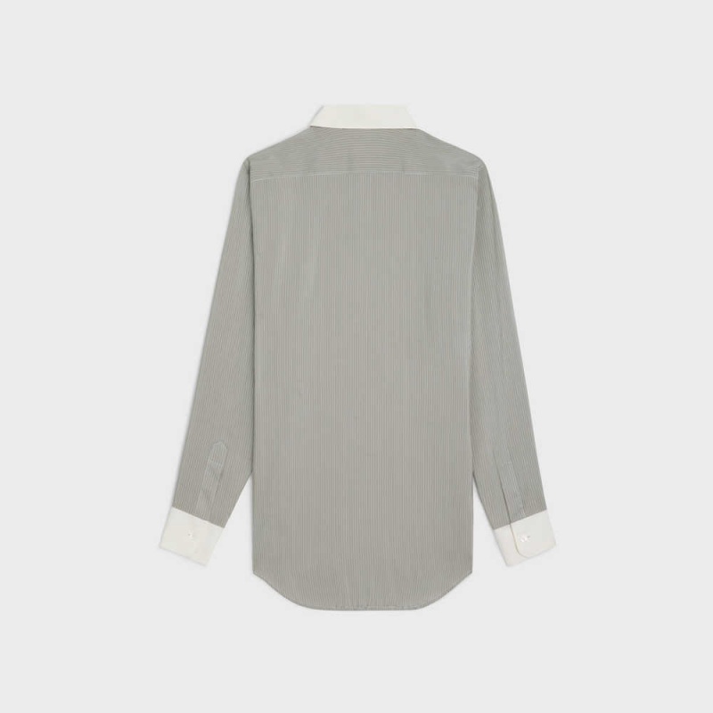 Celine romy in striped silk Shirts GRIS CLAIR/CRAIE/ANTHRACITE | CL-592824