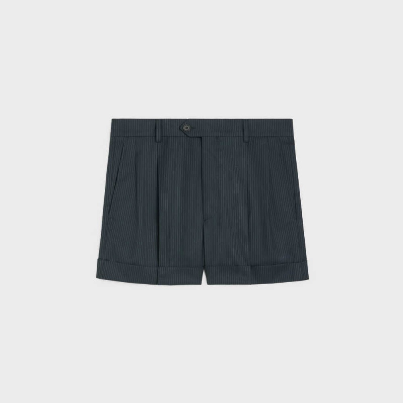 Celine skate in striped wool Shorts NAVY/CRAIE | CL-592740