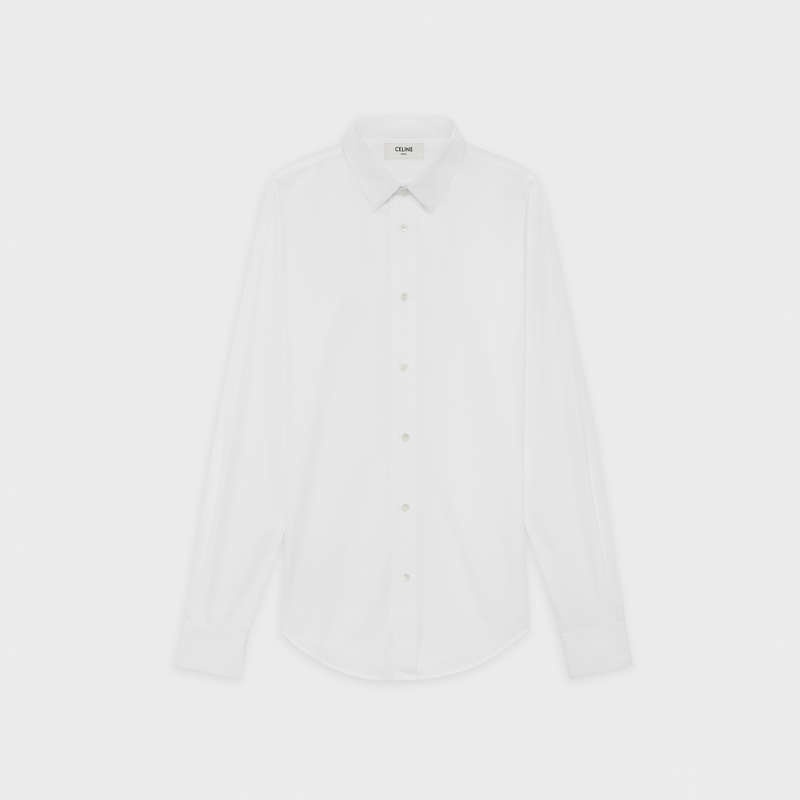 Celine skinny in cotton poplin Shirts White | CL-592180