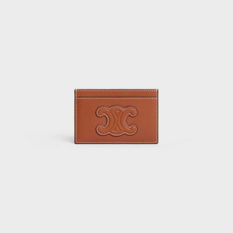 Celine smooth lambskin Card Holders Tan | CL-592955