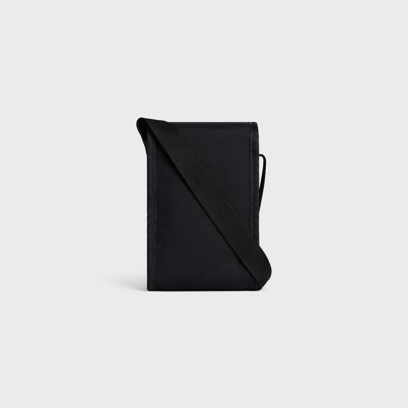 Celine trekking flap phone pouch in nylon with celine print Pouch Black | CL-591783