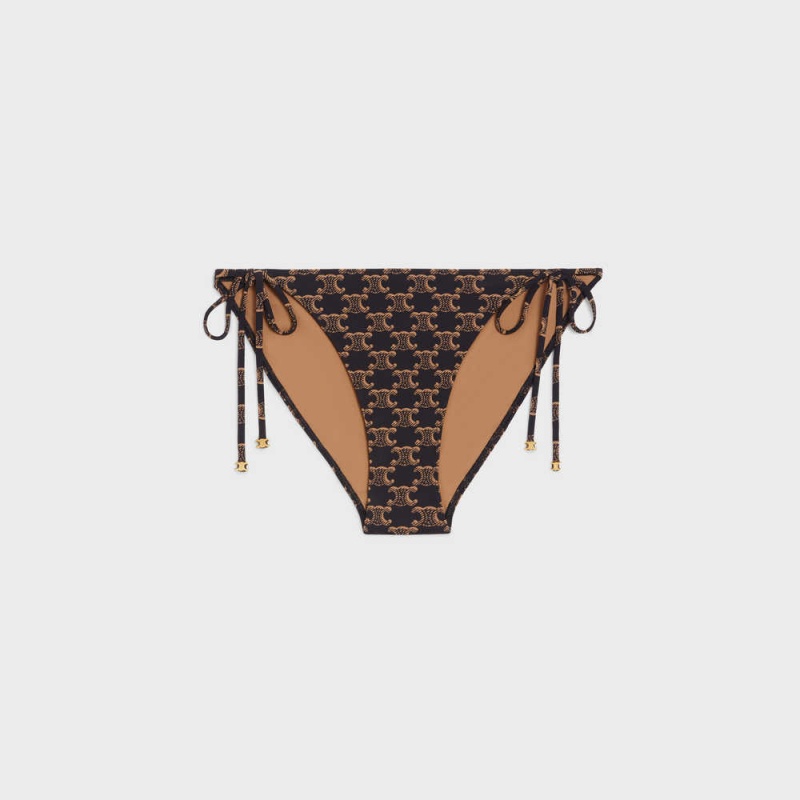 Celine triomphe bottom in matte jersey Swimwear Toffee / Brown | CL-592766