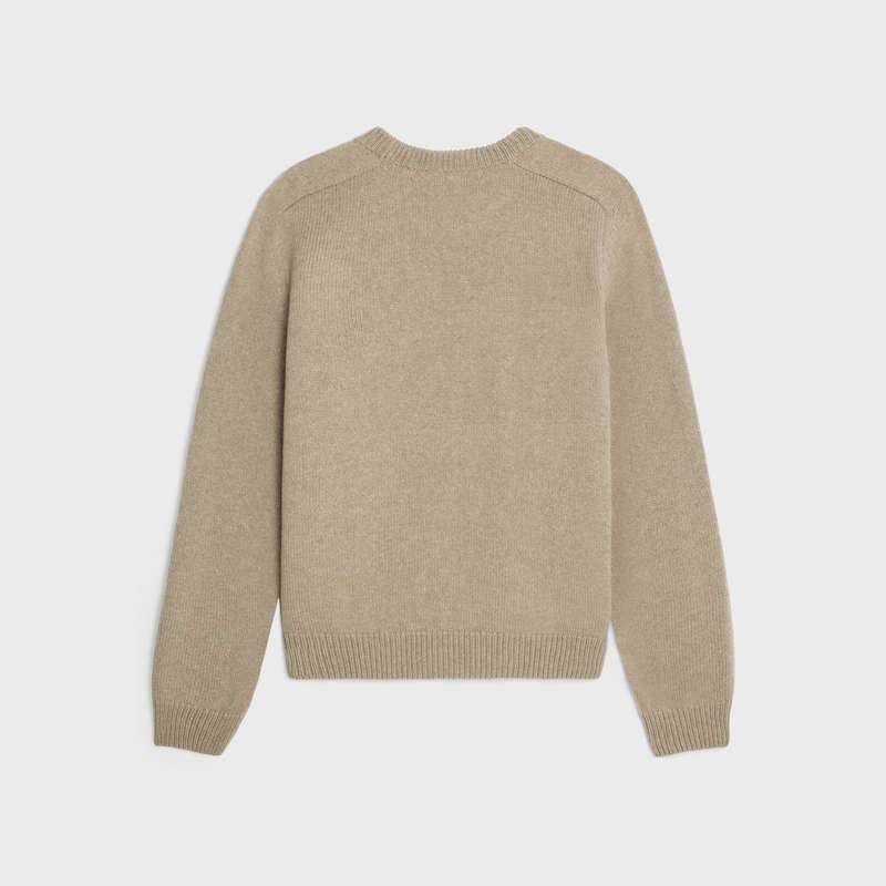 Celine triomphe crew neck in wool and cashmere Knitwear Sand | CL-592099