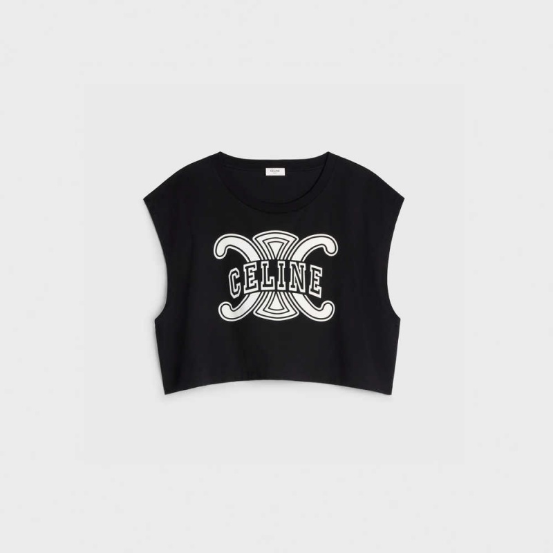 Celine triomphe in cotton jersey Sweatshirts Black / white | CL-592792