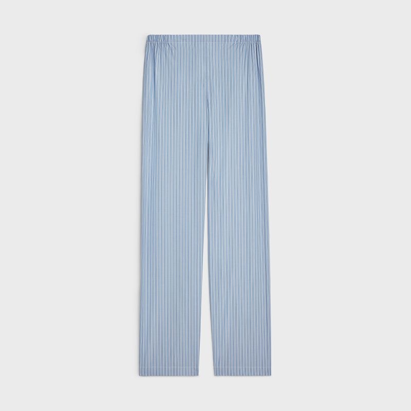 Celine triomphe pajama in striped poplin Pants BLEU CIEL/BLANC/BLEU | CL-592065