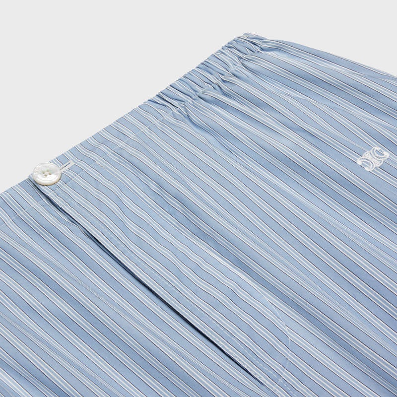 Celine triomphe pajama in striped poplin Pants BLEU CIEL/BLANC/BLEU | CL-592065