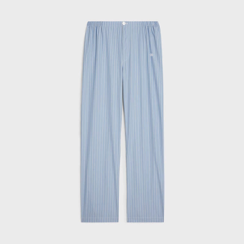 Celine triomphe pajama in striped poplin Pants BLEU CIEL/BLANC/BLEU | CL-592065