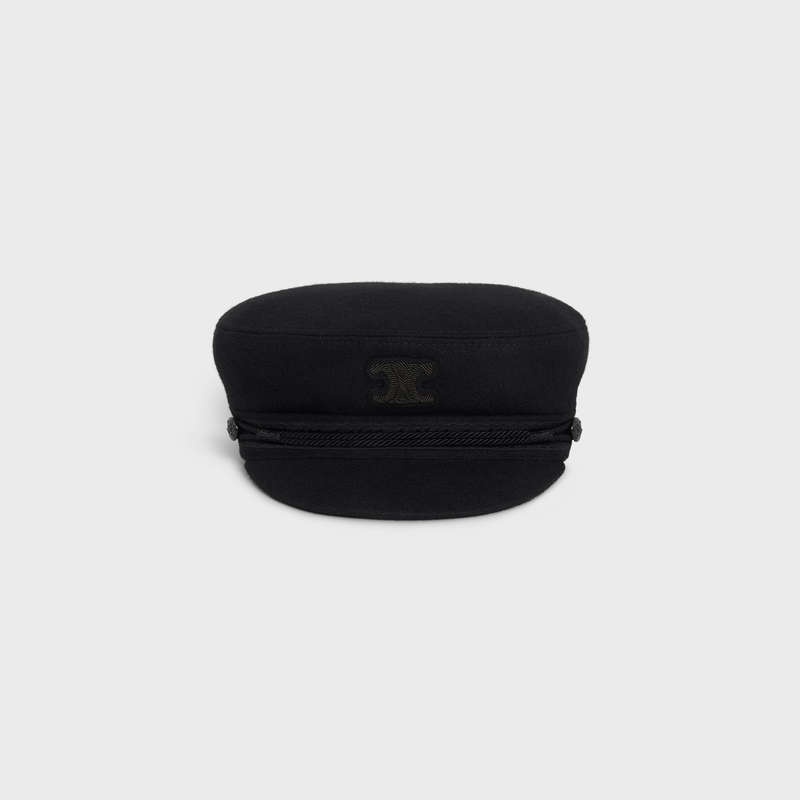 Celine triomphe sailor in wool cloth Cap Black | CL-591724