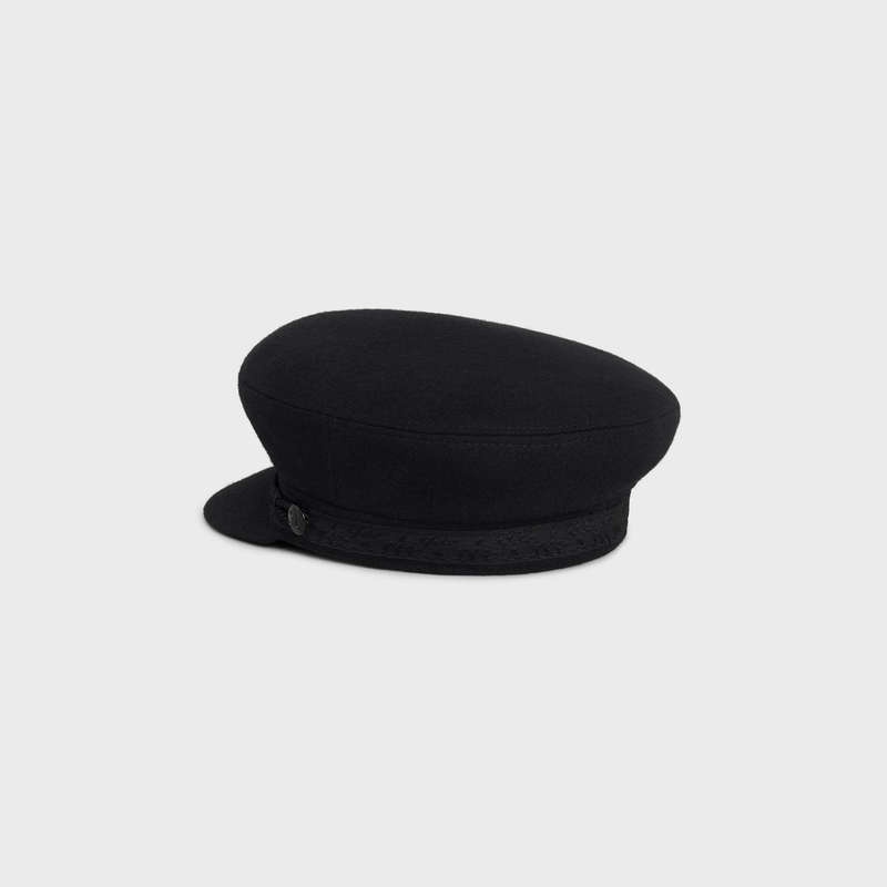 Celine triomphe sailor in wool cloth Cap Black | CL-591724