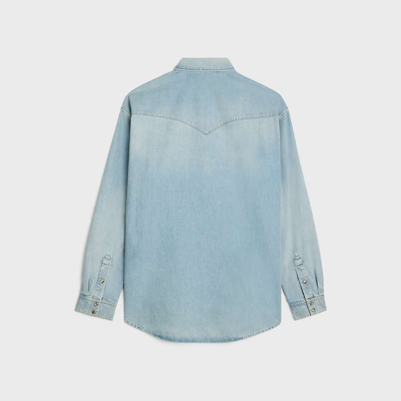 Celine western in faded summer wash denim Shirts FADED SUMMER | CL-592154