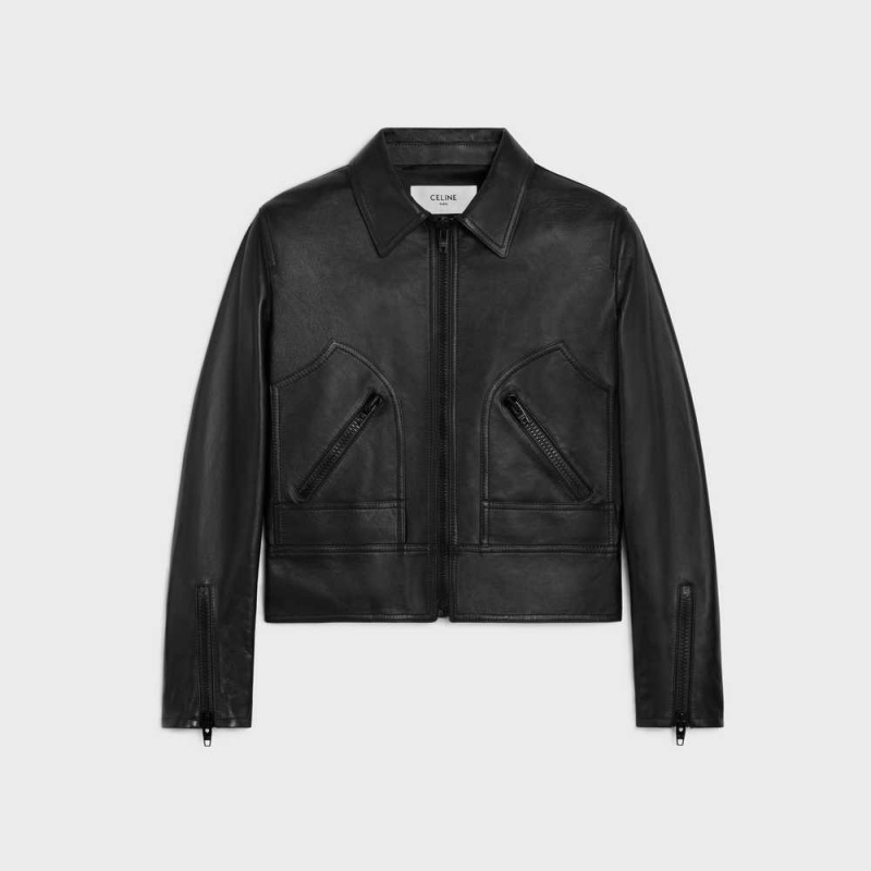 Celine wiltern blouson in soft Leather Black | CL-592612