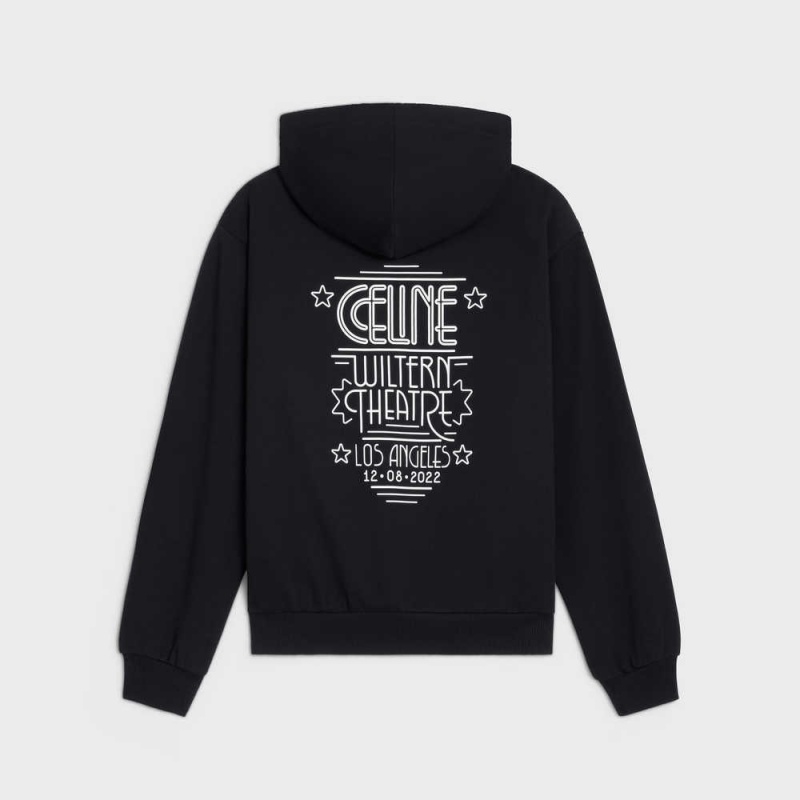 Celine wiltern hoodie in cotton fleece Sweatshirts Black / white | CL-592802